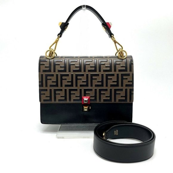 Authentic FENDI 8BT283 FF Zucca Canai 2WAY Shoulder Bag Hand Bag Leather Brown x - Picture 1 of 8